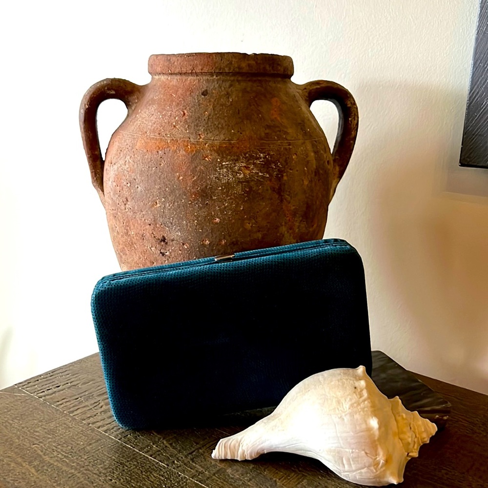Teal, suede wallet clutch